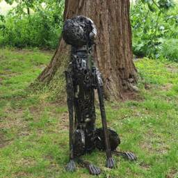 Large Recycled Metal Dog Garden Home Sculpture, Statue, Decoration Ornament - thumbnail 2