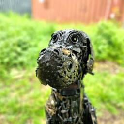 Large Recycled Metal Dog Garden Home Sculpture, Statue, Decoration Ornament