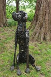 Large Recycled Metal Dog Garden Home Sculpture, Statue, Decoration Ornament - thumbnail 3
