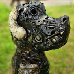 Large Recycled Metal Dog Garden Home Sculpture, Statue, Decoration Ornament - thumbnail 4