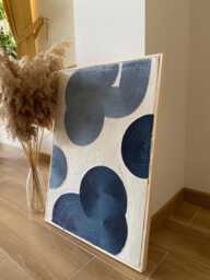 Handmade Blue Boho Plaster Wall Art, Mid Century Textured Art Canvas, Painting, Wabi Sabi Wal - thumbnail 1