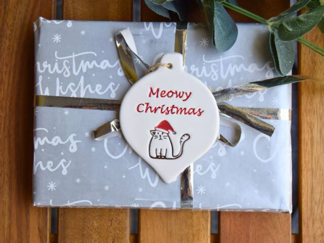 Meowy Christmas, Handmade Ceramic Cat Christmas Tree Decoration, Xmas Gift For Lover, Present - image 1