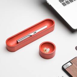 Red Desk Organization Set Of Two, Office Desktop Accessories, Modern Decor, Christmas Gift For Her - thumbnail 4