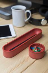 Red Desk Organization Set Of Two, Office Desktop Accessories, Modern Decor, Christmas Gift For Her
