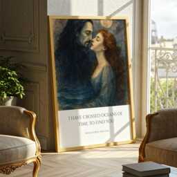 I Have Crossed Oceans Of Time To Find You Print - Dracula Quote Wall Art Romantic Gothic Illustrated Artwork Unframed - thumbnail 4