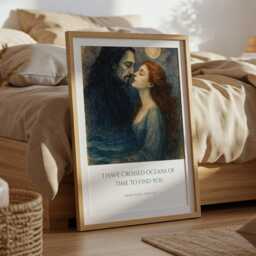 I Have Crossed Oceans Of Time To Find You Print - Dracula Quote Wall Art Romantic Gothic Illustrated Artwork Unframed - thumbnail 2