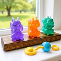 Three Wise Squirrels Custom Figurine Set On Reclaimed Wood - Modern Shelf Accent, Housewarming Gift - thumbnail 1
