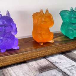 Three Wise Squirrels Custom Figurine Set On Reclaimed Wood - Modern Shelf Accent, Housewarming Gift - thumbnail 4