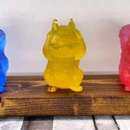 Three Wise Squirrels Custom Figurine Set On Reclaimed Wood - Modern Shelf Accent, Housewarming Gift - thumbnail 3