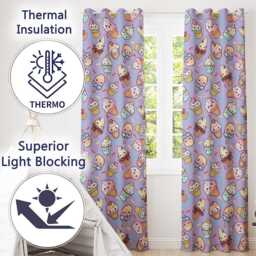 Kawaii Ice Cream Cone Popsicle Sweet Dessert Seamless Pattern Purple Readymade Eyelet Ring Top Thermal 100% Blackout Curtains - thumbnail 3