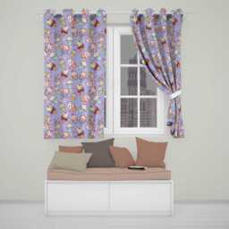 Kawaii Ice Cream Cone Popsicle Sweet Dessert Seamless Pattern Purple Readymade Eyelet Ring Top Thermal 100% Blackout Curtains - thumbnail 1