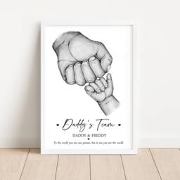 Personalised Family Daddy's Team Print Fists Gift Up To 5 Children Only Unframed - thumbnail 3