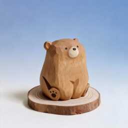 Wooden Cute Bear Figurine, Handcrafted Animal Figurines, Statue, Small Sculpture, Wood Anniversary Gift, Animal Lovers Gift - thumbnail 4