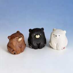 Wooden Cute Bear Figurine, Handcrafted Animal Figurines, Statue, Small Sculpture, Wood Anniversary Gift, Animal Lovers Gift - thumbnail 2