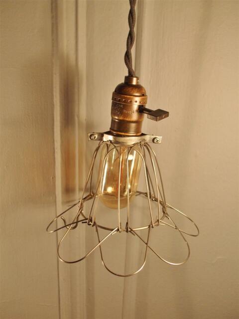 Vintage Industrial Cage Light - Machine Age Minimalist Bare Bulb Pendant Lamp - image 1