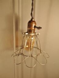 Vintage Industrial Cage Light - Machine Age Minimalist Bare Bulb Pendant Lamp