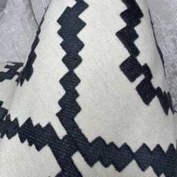 Folk Inspired Pillow Cover - Geometric Embroidered Cover, Wool Mix Cushion Sofa, Chair, Designer Villa Nova Fabric, Sami V3253 - thumbnail 2