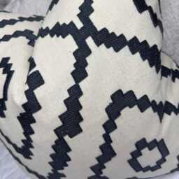 Folk Inspired Pillow Cover - Geometric Embroidered Cover, Wool Mix Cushion Sofa, Chair, Designer Villa Nova Fabric, Sami V3253 - thumbnail 3