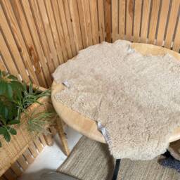 Oyster Shearling Sheepskin, Neutral Short Wool Sheepskin Rug, Shearling, Upholstery, Boucle Texture Amazing Gift - thumbnail 3