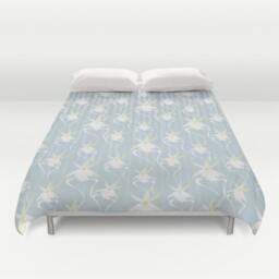 Floral Duvet Cover, Orchid Cover, Bedding, Bedroom Decor, Queen Duvet, Modern Bedding, King Duvet, Light Blue Duvet, White Flowers - thumbnail 2