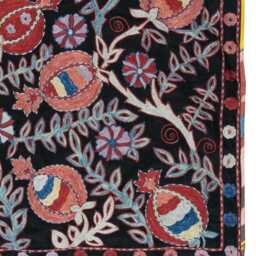 Handmade Uzbek Silk Suzani 27x28 In, Modern 100% Wall Hanging. Embroidered Tablecloth. Boho Decor. Black Throw - thumbnail 3