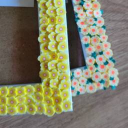 Yellow Floral Fimo Slice Photo Frame 4 X 6 Inches - thumbnail 1
