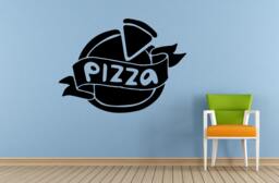 Pizza Slice Food Word Logo Sign Emblem Shop Window Wall Or Car Vinyl Peal & Stick Removable Sticker Decal L1414 - thumbnail 1