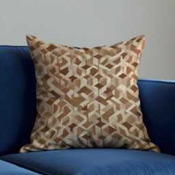 Geometric Beige Cushion Cover, Modern 3D Cube Throw Pillow Case, Neutral Caramel Brown Decorative Case - thumbnail 4