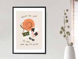 Sun Sea & Ocean - Wall Print Abstract Art Holiday Quote Gift Idea Bespoke Poster A5 A4 A3 Framed Or Unframed - thumbnail 1