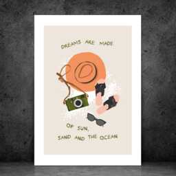 Sun Sea & Ocean - Wall Print Abstract Art Holiday Quote Gift Idea Bespoke Poster A5 A4 A3 Framed Or Unframed - thumbnail 3