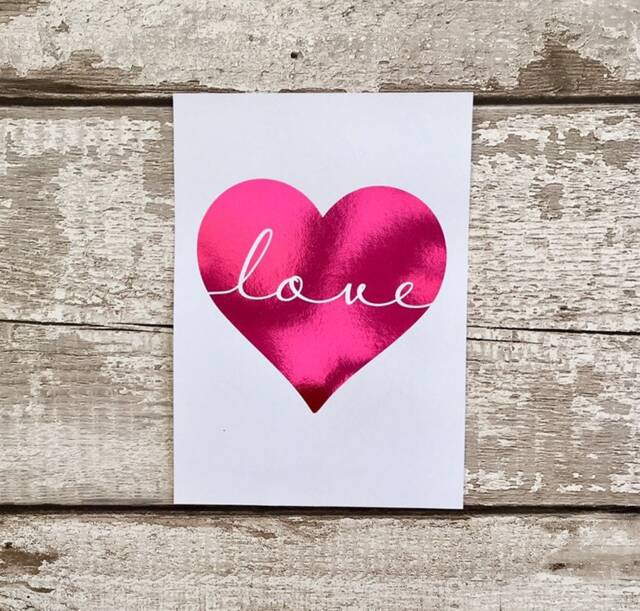 Love Heart Real Foil Print, Hot Pink Print Frame, Wedding Decoration, Gift, Home Decor New Gift - image 1