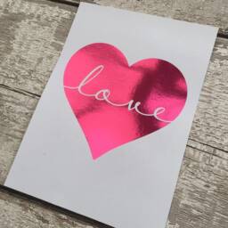 Love Heart Real Foil Print, Hot Pink Print Frame, Wedding Decoration, Gift, Home Decor New Gift - thumbnail 2