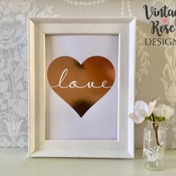 Love Heart Real Foil Print, Hot Pink Print Frame, Wedding Decoration, Gift, Home Decor New Gift - thumbnail 3
