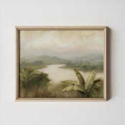 Jungle River Poster, Tropical Valley Print, Nature Wall Art, Paper - thumbnail 3