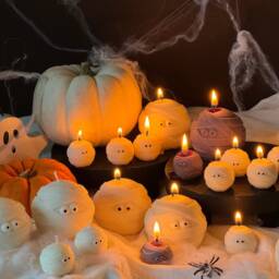 Handmade Mummy Ghost Candle Spooky Halloween Decor, Soy Wax - thumbnail 3