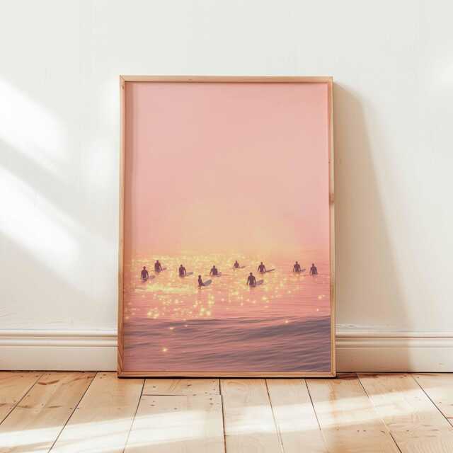 Surfing Poster, Retro Surf Print, Beachy Wall Art, Blue Summer Ocean Dopamine Decor, Beach Painting Coastal Decor - image 1