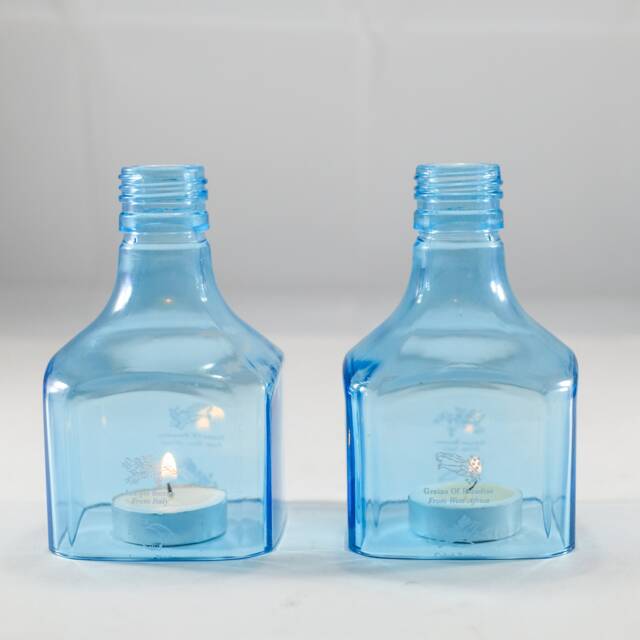 Tea Light Set With Upcycled Bombay Sapphire Bottle - image 1