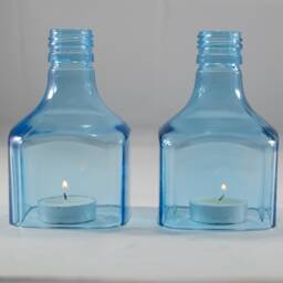 Tea Light Set With Upcycled Bombay Sapphire Bottle - thumbnail 2
