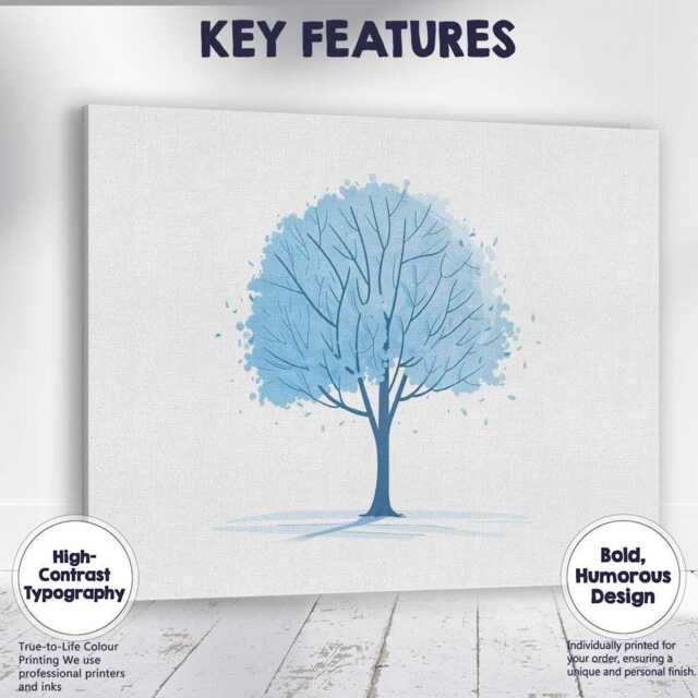 Soft Blue Leafy Tree Nature Watercolour Illustration Canvas Wall Art Print Decor Picture Ready To Hang - image 1