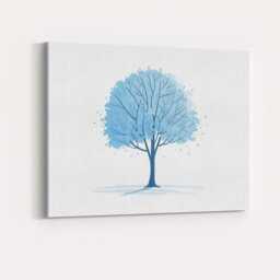 Soft Blue Leafy Tree Nature Watercolour Illustration Canvas Wall Art Print Decor Picture Ready To Hang - thumbnail 4