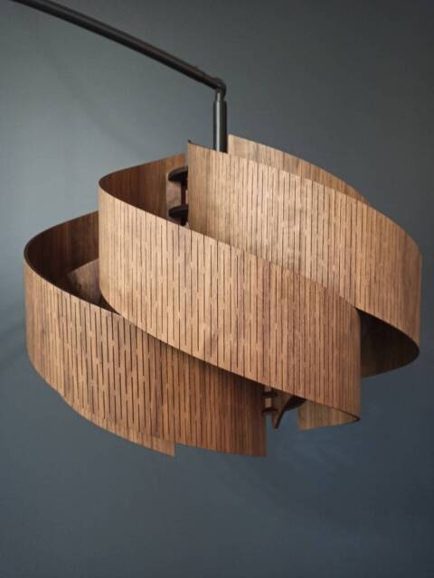 Handmade Walnut Wooden Chandelier, Nordic Style Pendant Light - image 1