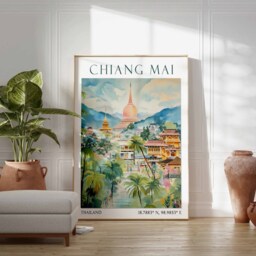 Chiang Mai Travel Print, Poster, Thailand Wall Art, Gift, Vacation Southeast Asian Decor - thumbnail 3
