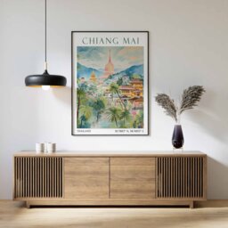 Chiang Mai Travel Print, Poster, Thailand Wall Art, Gift, Vacation Southeast Asian Decor - thumbnail 1