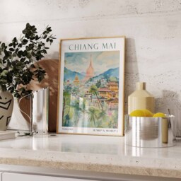 Chiang Mai Travel Print, Poster, Thailand Wall Art, Gift, Vacation Southeast Asian Decor - thumbnail 2