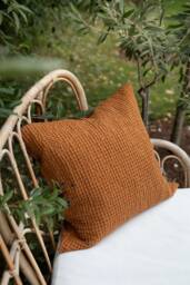 Set Of 2 Waffle Linen Throw Pillow Cases in Cinnamon/ Covers/Linen Decorative Cushion Cover Dusty Orange/