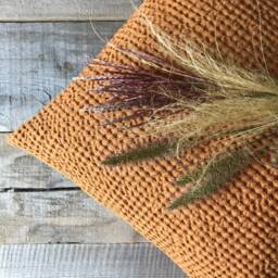 Set Of 2 Waffle Linen Throw Pillow Cases in Cinnamon/ Covers/Linen Decorative Cushion Cover Dusty Orange/ - thumbnail 2