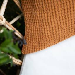 Set Of 2 Waffle Linen Throw Pillow Cases in Cinnamon/ Covers/Linen Decorative Cushion Cover Dusty Orange/ - thumbnail 3
