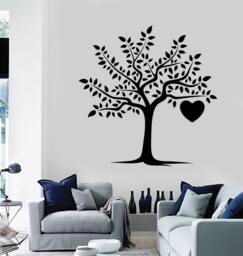 Wall Decal Tree Heart Love Romantic Vinyl Sticker Art 1426Dz - thumbnail 1