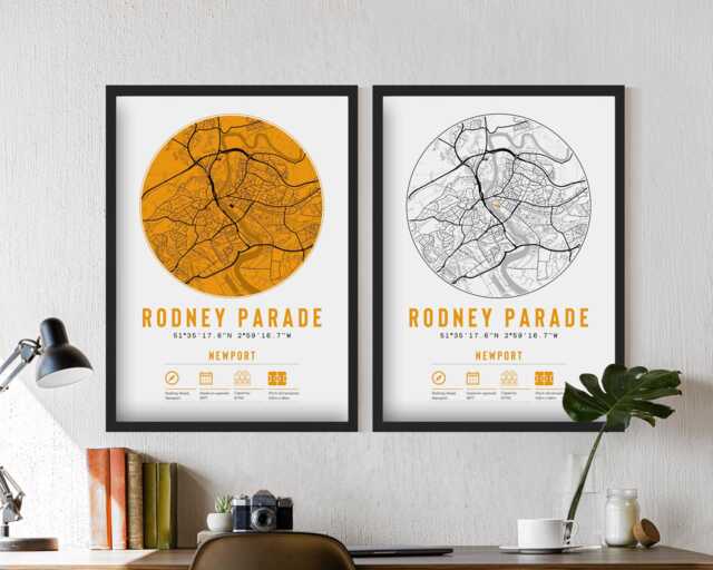 Newport County A.f.c. Rodney Parade Minimalist Map Prints & Frames - Ironsides Memorabilia Gift Decor Dad Granddad Uncle Brother Football - image 1