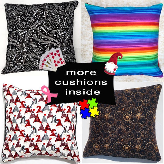 Rainbow Stripe, Festive Gonks, Musical Notes & Liquorice Designer Scatter Cushion Cover Fits 18 X - image 1